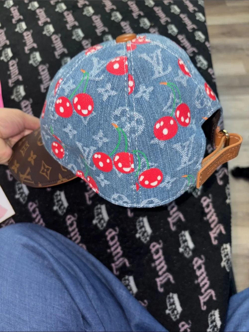 LVCherry Denim Cap - Blue & Red | Buy Online | inkify.in